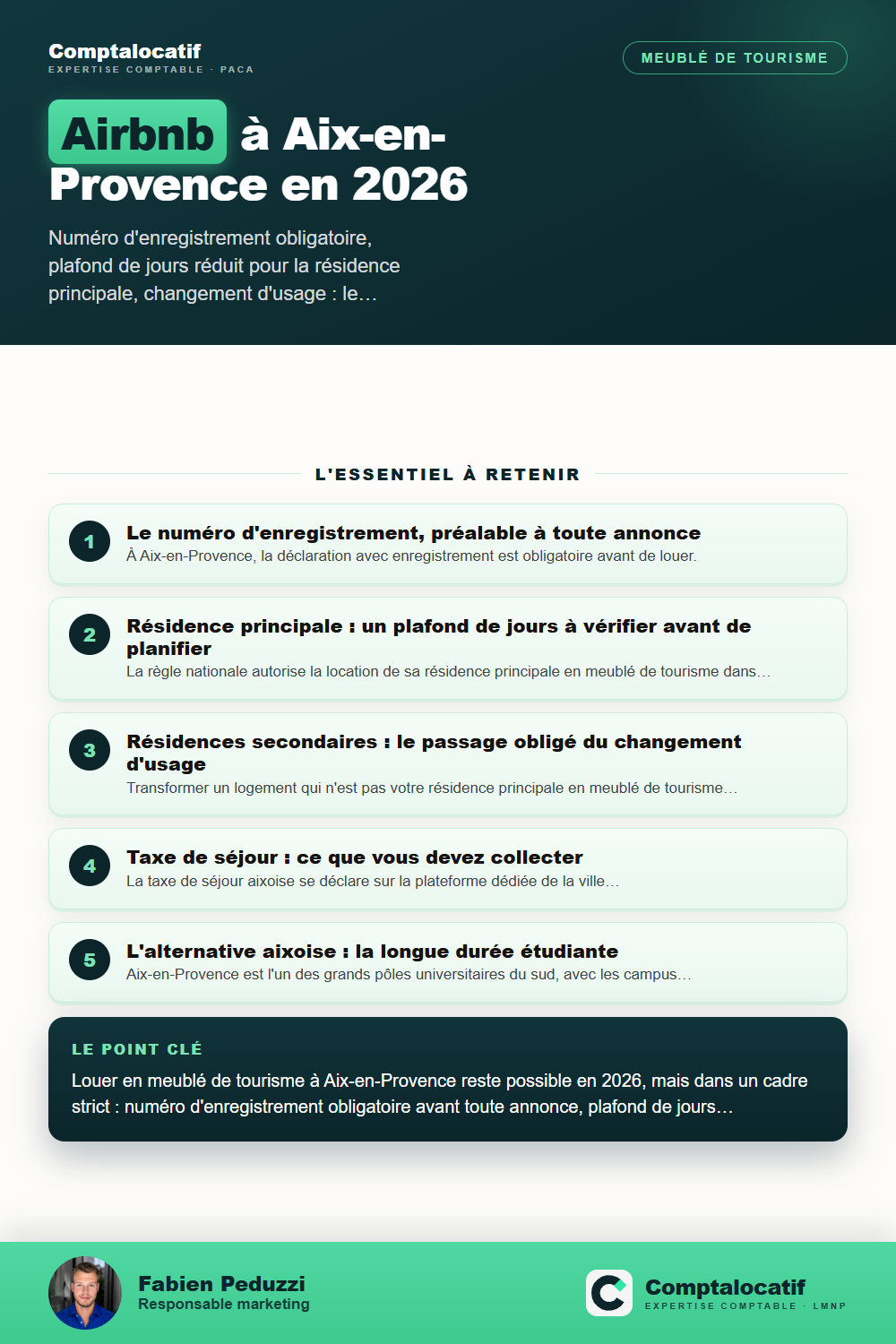 Récapitulatif visuel : Louer en Airbnb à Aix-en-Provence : les règles 2026