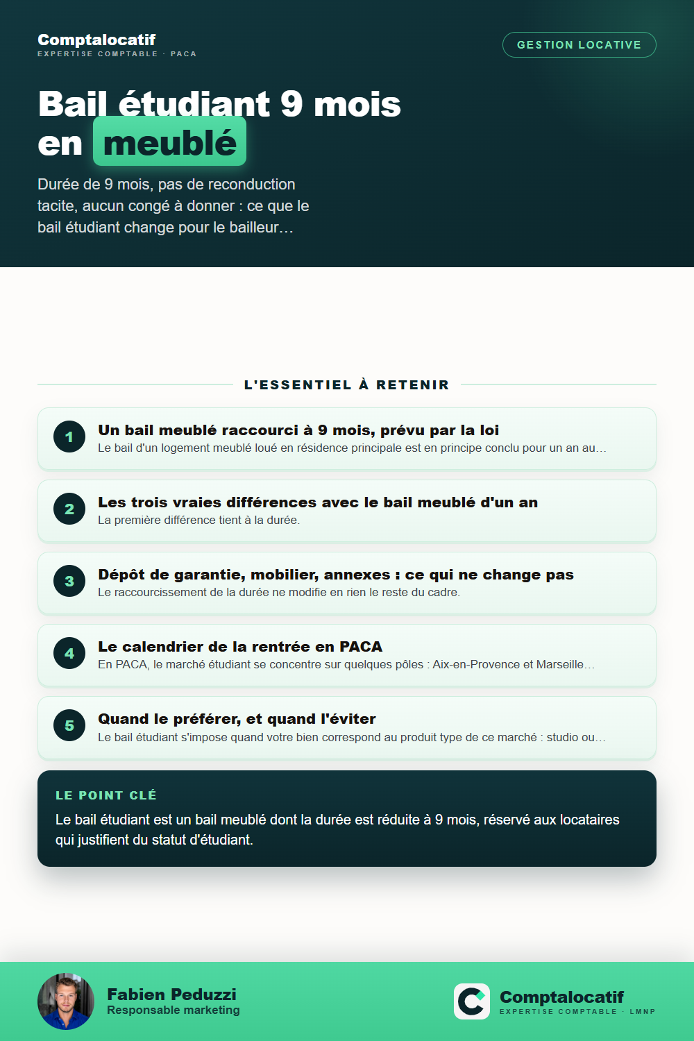 Récapitulatif visuel : Bail étudiant 9 mois en meublé : le guide de la rentrée