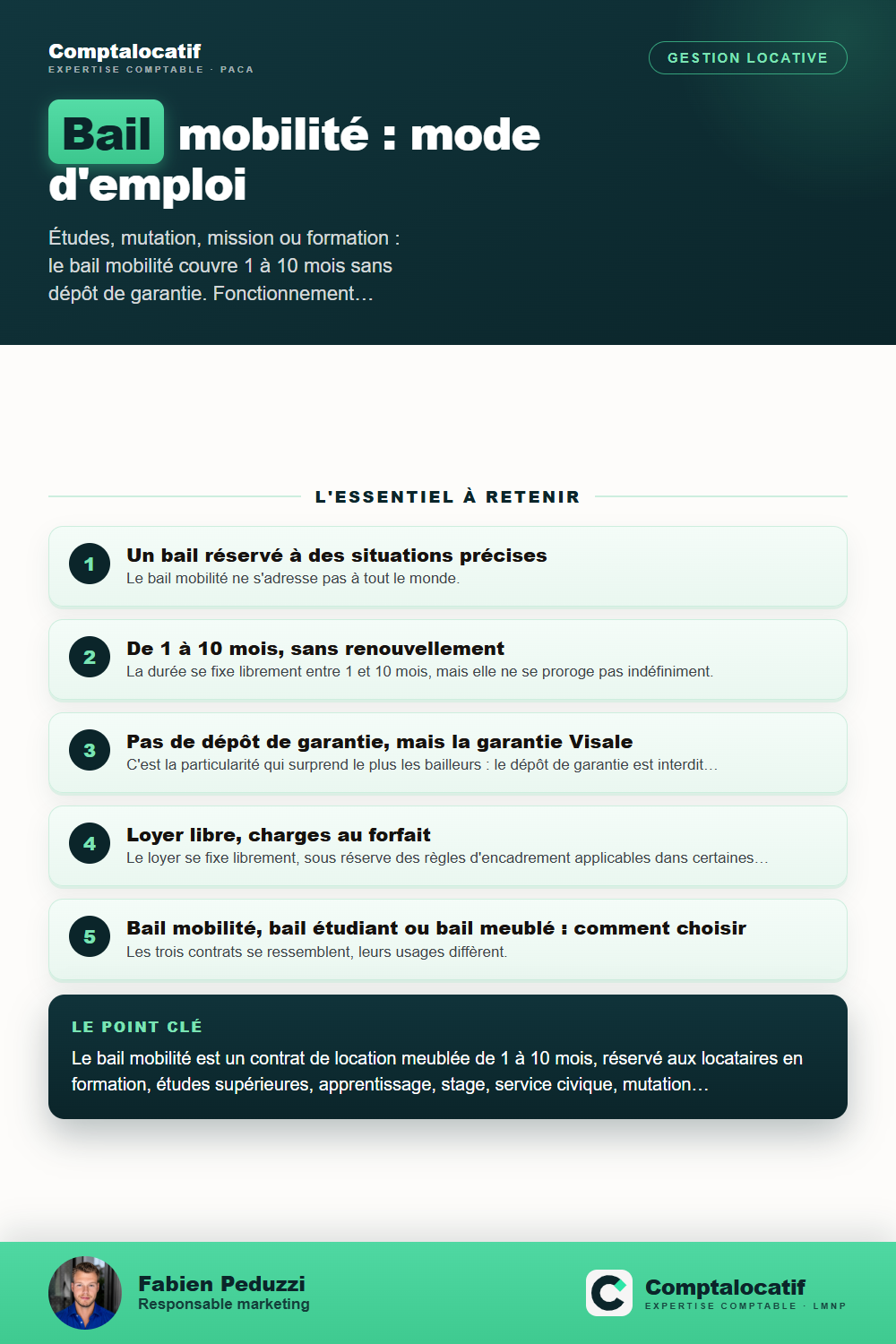 Récapitulatif visuel : Bail mobilité : pour qui, comment