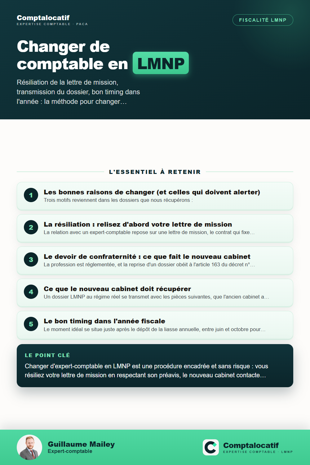 Récapitulatif visuel : Changer d'expert-comptable en LMNP : la procédure sans accroc