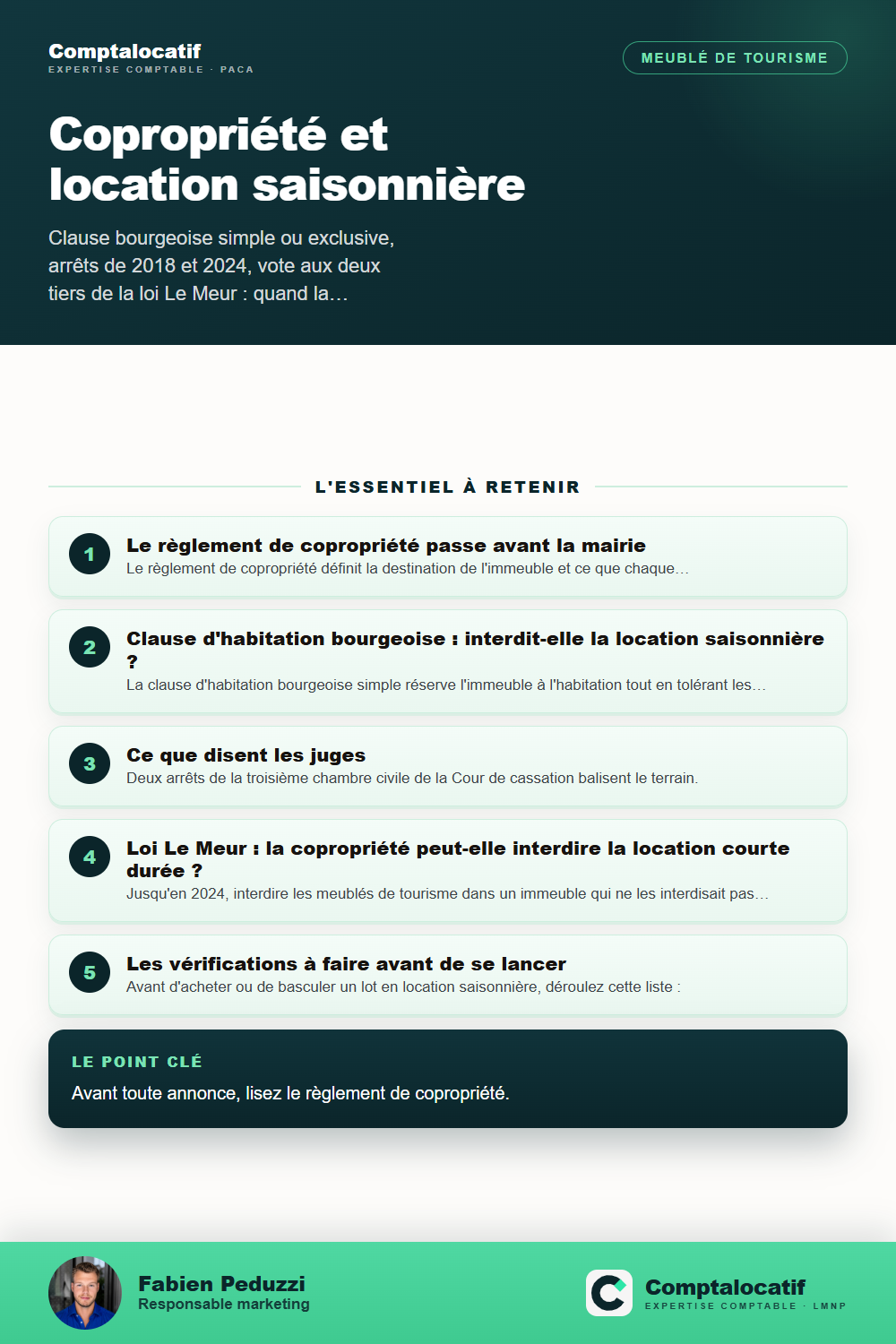 Récapitulatif visuel : Copropriété et location saisonnière : ce qui est permis