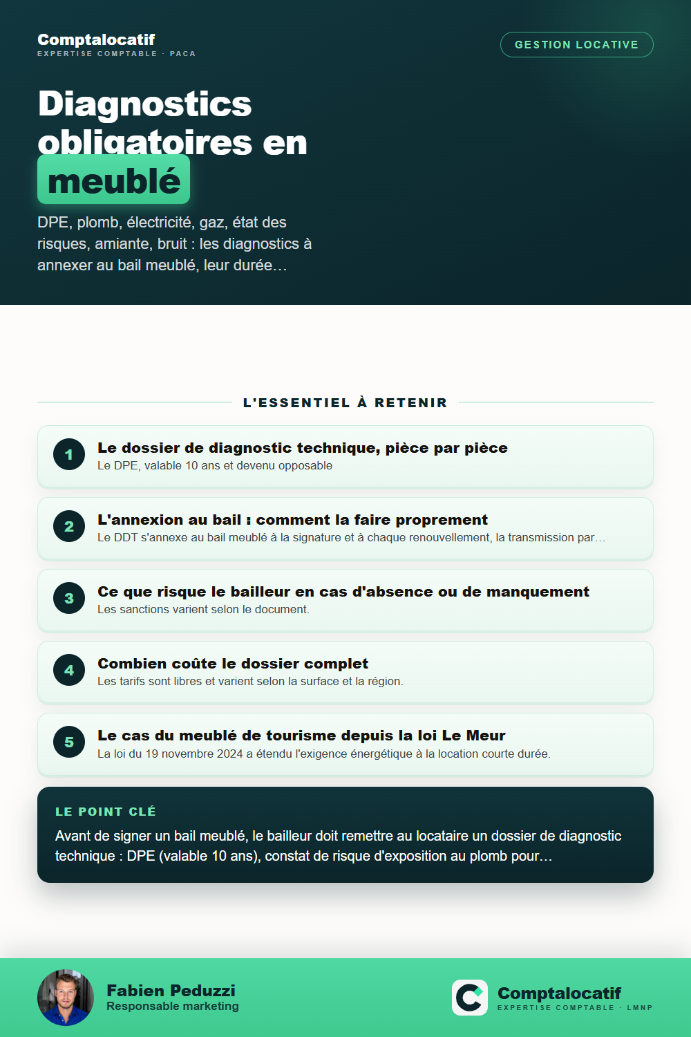Récapitulatif visuel : Diagnostics obligatoires en location meublée : la liste 2026