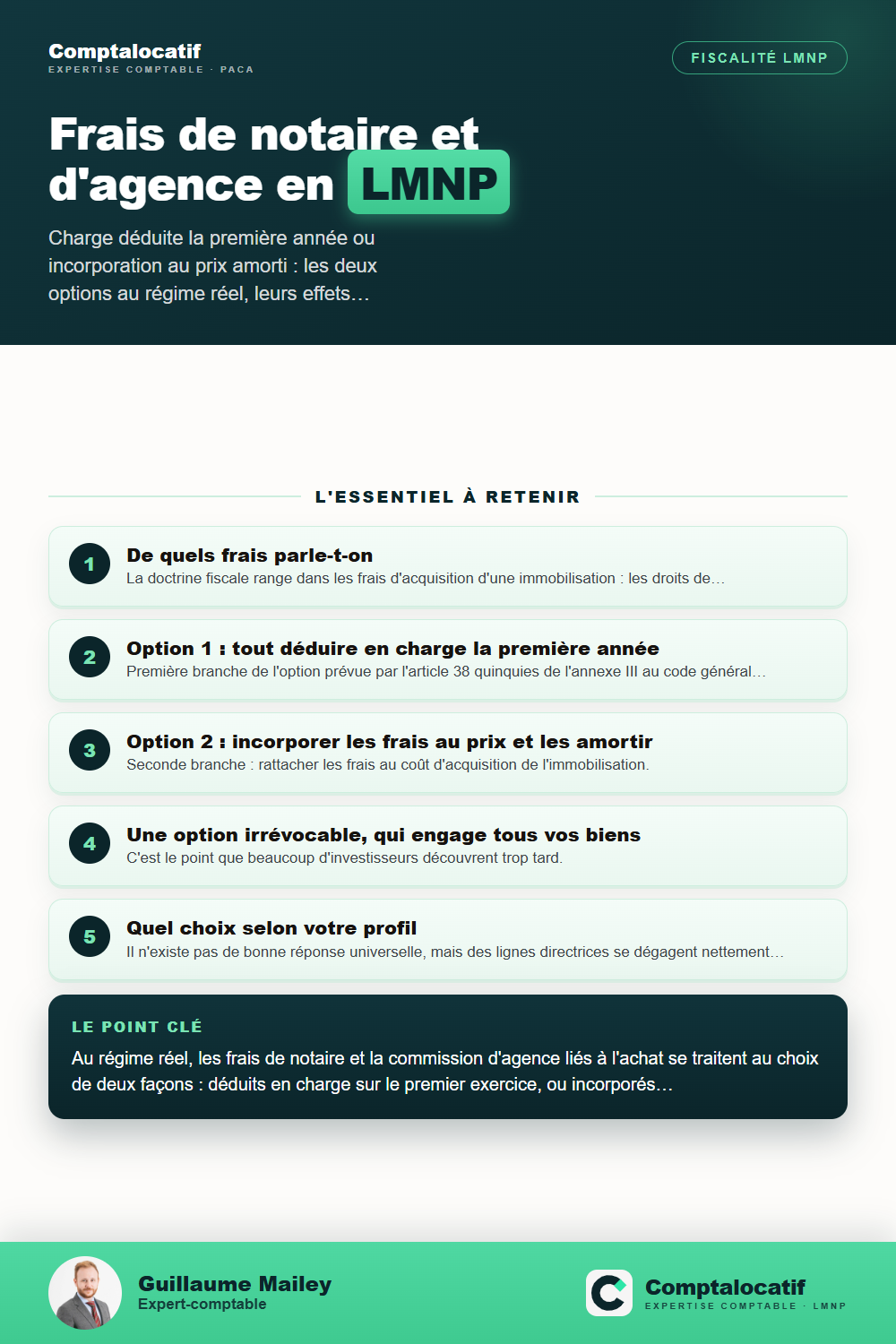Récapitulatif visuel : Frais de notaire et d'agence en LMNP : le traitement comptable