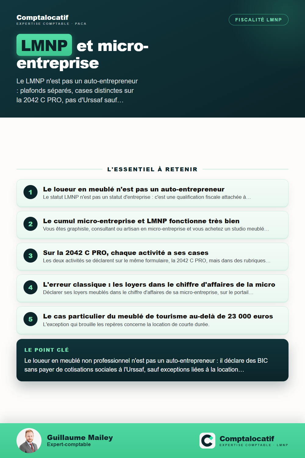 Récapitulatif visuel : LMNP et micro-entreprise : deux activités qui ne se mélangent pas