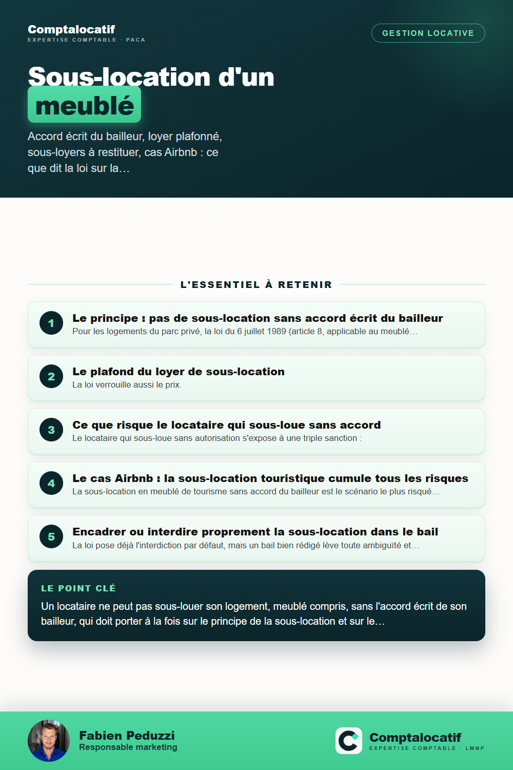 Récapitulatif visuel : Sous-location d'un meublé : ce que dit la loi